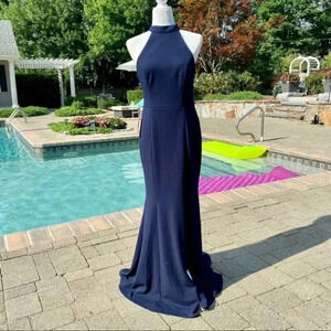 NWT Anthropologie BHLDN Montreal Crepe Maxi Dress Navy Blue